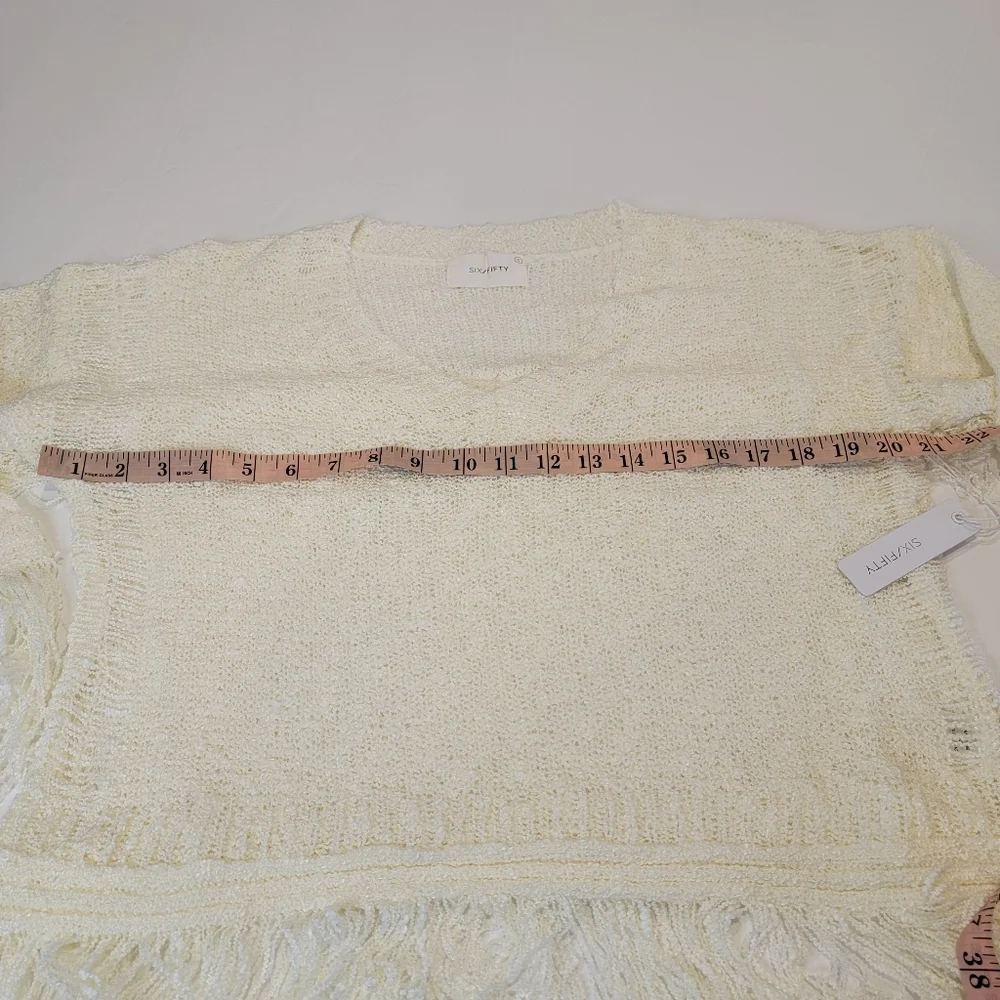 Six/Fifty Crochet Fringe Top [ivory] Size Small NWT!